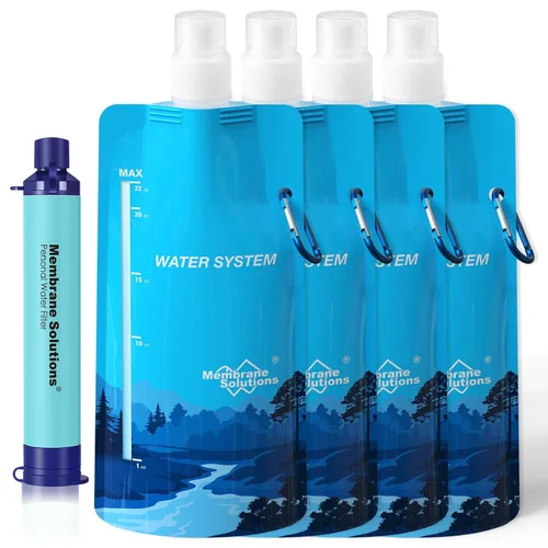 Vista 10 de Membrane Solutions - Sistema exprimible de filtración de agua, kit de purificador de agua de supervivencia, equipo portátil para hacer senderismo