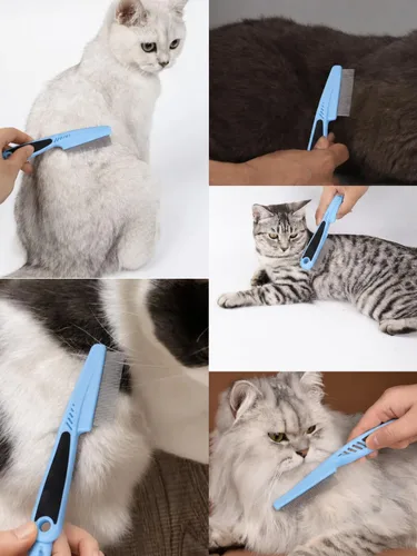 Vista 5 de Kit de aseo para perros, cepillo deslizante y desprendible para perros y Azul