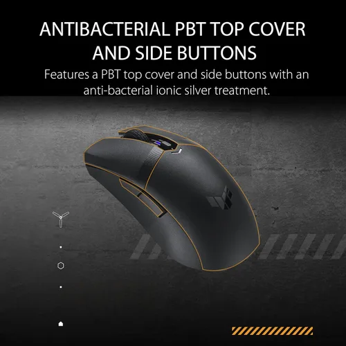 Vista 3 de ASUS TUF M4 Gaming Wireless Gaming Mouse Dual Wireless Modes - BluetoothRF 2.4 GHz, 12K DPI Optical Sensor, 6 Programmable Buttons