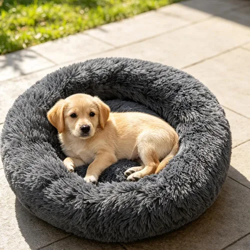 Vista 10 de Camas para gatos de interior, cama redonda para perros pequeños, color gris Gris-oscuro