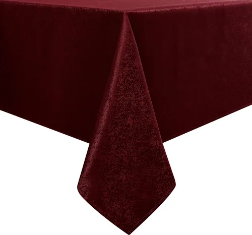 Vista 8 de Mantel rectangular de jacquard crema de 54 x 84 pulgadas, resistente al agua y sin arrugas, para exteriores, interiores, fiestas, bodas, comedor