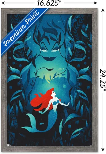 Vista 3 de Trends International Disney Princess - Póster de pared de Ariel Good vs Evil, 14.725 x 22.375 pulgadas, versión enmarcada de madera de granero