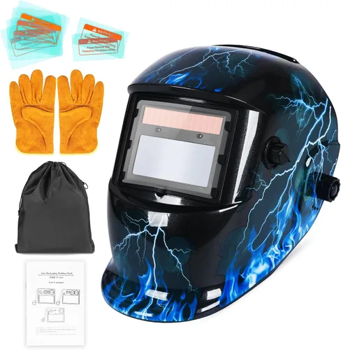 Vista 9 de Casco de Soldadura con Oscurecimiento Automático de Color Verdadero con Rango de Sombra Ajustable 4/9-13 para Máscara de Soldador TIG MIG ARC Azul