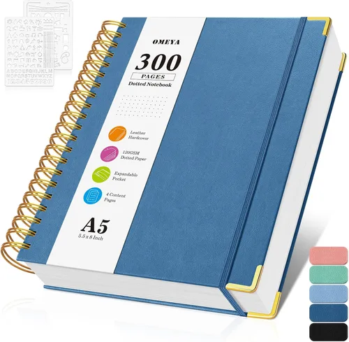 Vista 11 de Cuaderno de viñetas con espiral, diario de 300 páginas de cuero con contenido, cuadernos de 120 g/m² de papel grueso que no deja pasar la tinta