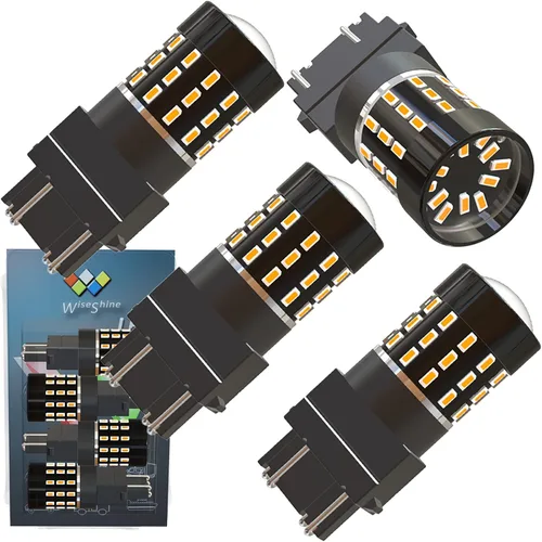 Vista 10 de BAU15S PY21W 1156PY 7507 7510 9507 Bombillas LED súper brillantes color amarillo ámbar de 54 SMD 3014 12V-24V para indicadores de posición, luz