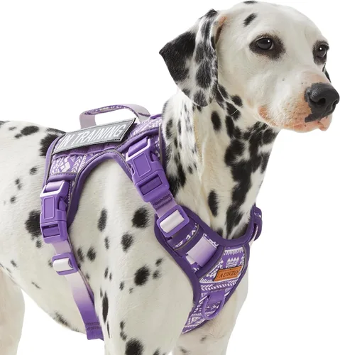 Vista 26 de Arnés para perro sin tirones para perros de tamaño pequeño, chaleco ajustable para caminar fácilmente, material Oxford transpirable, tiras Verde