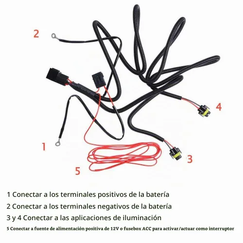 Vista 5 de H11 880 881 H8 Universal 40A Kit de arnés de cableado de relé Kit de arnés de cableado de relé de 12 V, ensamblajes de conversión para camión