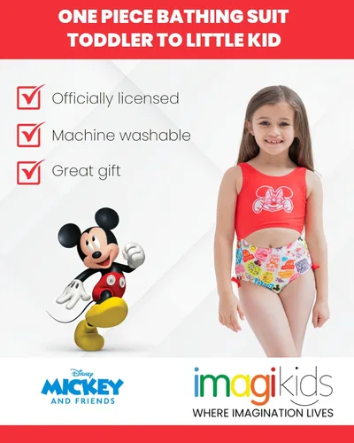 Vista 2 de Disney Mickey Mouse Minnie Mouse - Traje de baño de una pieza para niñas pequeñas