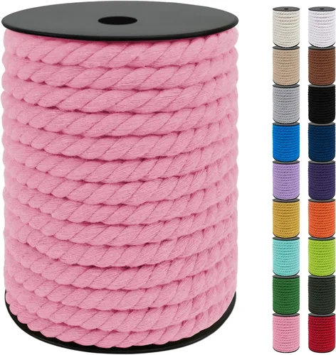 Vista 33 de JeogYong Cordón de algodón de 10mm, 22.86 metros de cuerda natural para macramé, hilo de 3 hebras torcido, cuerda para macramé para manualidades