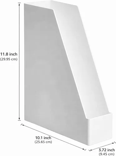 Vista 3 de Amazon Basics Organizador rectangular de escritorio de plástico, revistero, blanco, paquete de 2