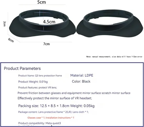 Vista 8 de Miopía Gafas Espaciador Anillos Marcos para Meta Quest 3 VR Auricular Lente Resistente A Los Arañazos Protector Miopía Gafas Parachoques