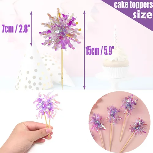 Vista 3 de 30 adornos para cupcakes, kits de decoración de pasteles, adornos de oropel brillante para tartas, palillos de dientes para baby shower, fiesta