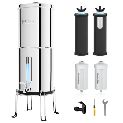 Vista 18 de Purewell Sistema de filtro de agua de gravedad portátil de 1.0 galones, sistema de encimera de ultrafiltración de 3 etapas de 0.01 μm con ventana