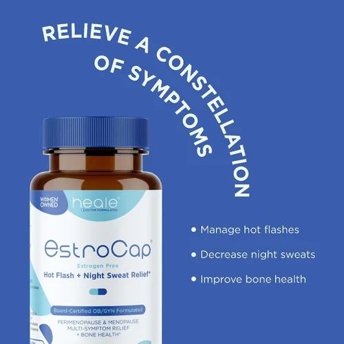 Vista 3 de EstroCap Heale Health - Suplementos para la menopausia para mujeres, vitaminas para alivio de la menopausia para sofocos y sudores nocturnos, ayuda