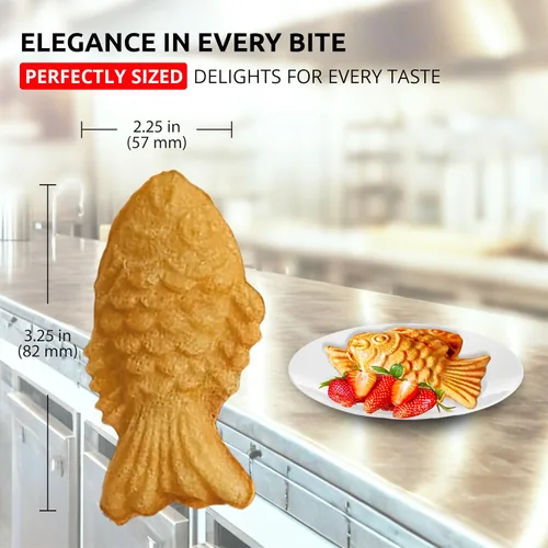 Vista 7 de ALDKitchen Taiyaki - Máquina de gofres de pescado Máquina digital antiadherente comercial de gofres de pescado Taiyaki Gold Panadero de 6