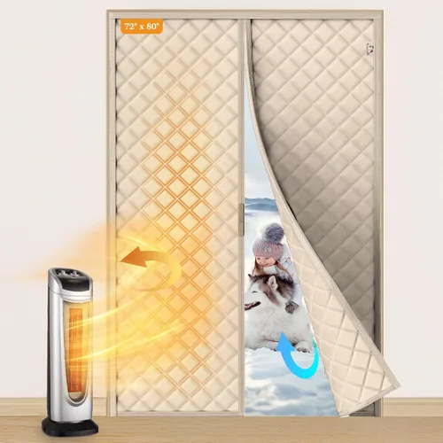 Vista 12 de Yotache - Cortina magnética aislada térmica para puerta, se adapta a puertas de 28 x 78 pulgadas, cortina de 30" x 80", material Oxford resistente a