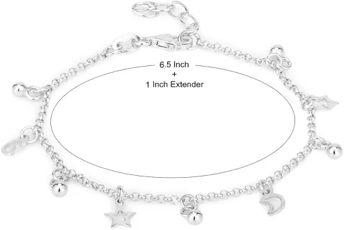 Vista 4 de Vanbelle - Pulsera de plata de ley 925 chapada en rodio para mujeres y niñas