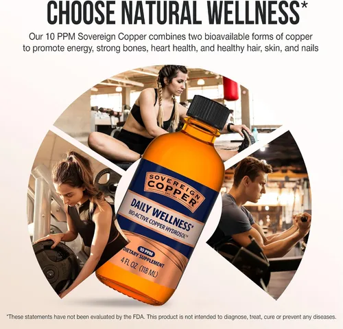 Vista 6 de Sovereign - Hidrosol de cobre bio-activo - Suplemento líquido de cobre biodisponible para adultos y niños con hidrosol plateado para cabello, piel
