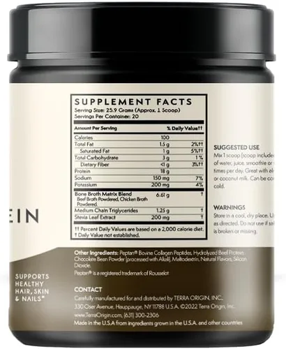 Vista 3 de TERRA ORIGIN Polvo de péptidos de colágeno Caldo de huesos Suplemento de proteína de colágeno hidrolizado tipo I y III para mujeres y hombres