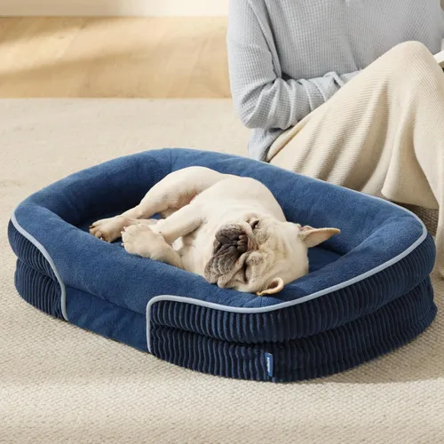 Vista 17 de Bedsure Camas ortopédicas para perros con cojín ovalado de 360 °, perro de Carbón