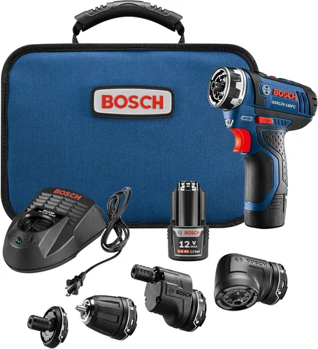 Vista 3 de Bosch GSR12V-140FCB22 - Destornillador eléctrico inalámbrico de 12 V, juego de taladro eléctrico de cabezal múltiple 5 en 1 e ITBHQC201 de 2 1/4