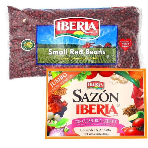 Vista 2 de Iberia Adobo With Sazon, 12.75 oz + Iberia - Frijoles rojos pequeños de 4 libras.