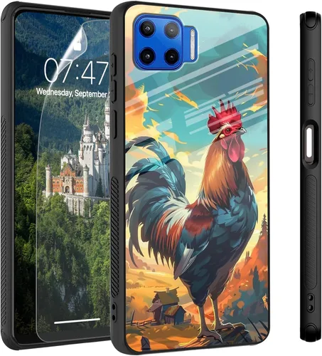 Vista 70 de Funda para Motorola Moto Edge 2022, cubierta trasera de vidrio templado con protector de pantalla, protección a prueba de golpes para Motorola Moto