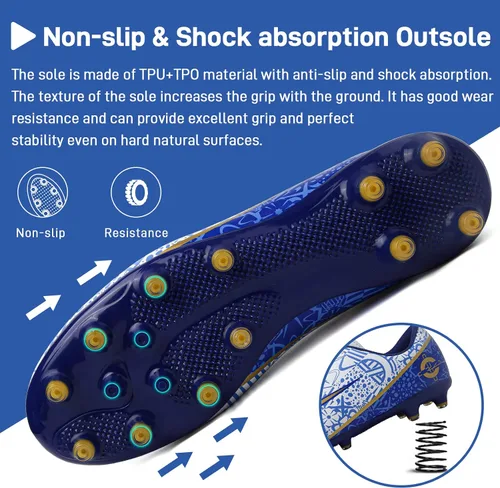 Vista 5 de GRESKY Tacos de fútbol para hombre y mujer, zapatos de fútbol para interiores y exteriores AGTF