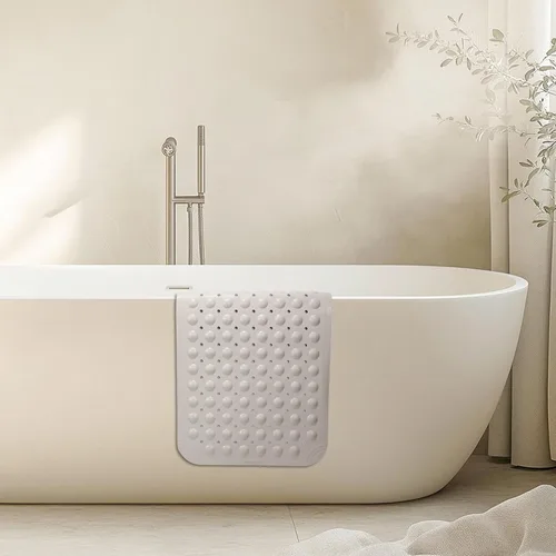 Vista 2 de Tapetes de ducha antideslizantes para ducha interior, de 15 x 27.5 pulgadas, tapete de bañera de elastómero termoplástico antideslizante para bañera