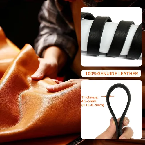 Vista 5 de Guiding Star Correa de cuero para perro de 4 pies, correas para perros grandes, resistente, correa de entrenamiento de cuero suave hecha a mano