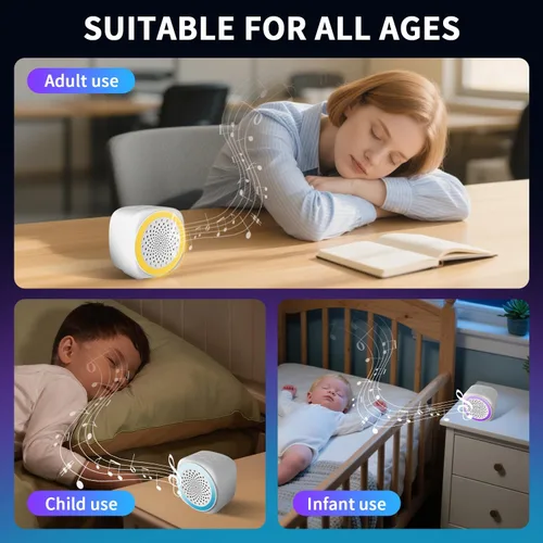 Vista 6 de Duerme mejor en cualquier lugar – Máquina portátil de ruido blanco para bebés y adultos – 26 sonidos sin bucle, máquina de sonido de sueño de viaje