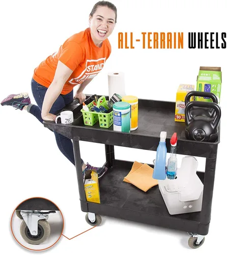 Vista 4 de Stand Steady Original Tubstr XL - Carrito para exteriores con ruedas resistentes, carrito utilitario de dos estantes que soporta hasta 500 libras