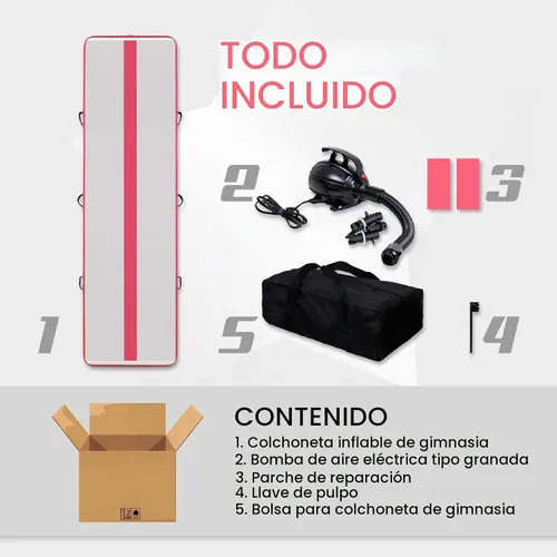 Vista 5 de [Usado] Tuxedo Sailor Colchoneta inflable para gimnasia con bomba de aire eléctrica para gimnasia/entrenamiento/hogar/animadora/agua/gimnasio/yoga