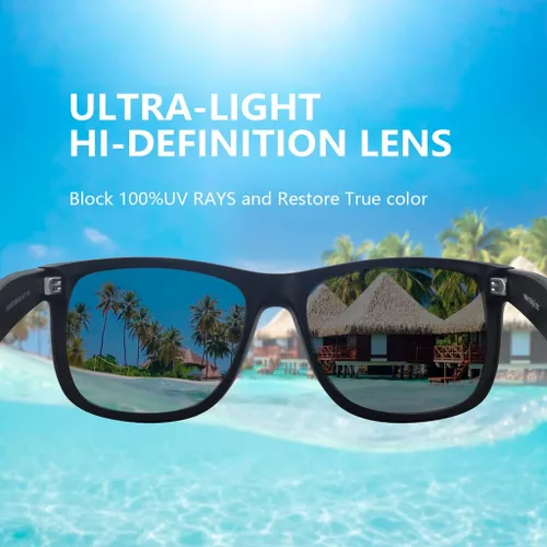 Vista 4 de MAXJULI Gafas de sol polarizadas para hombres y mujeres, lentes de sol rectangulares con protección UV 8806