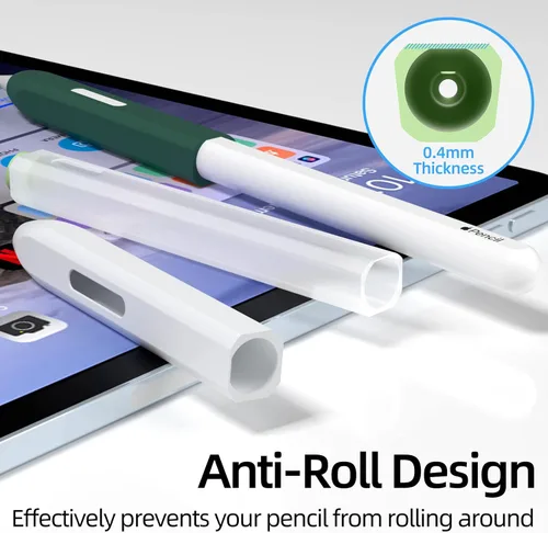 Vista 5 de Paquete de 3 estuches para lápices, compatibles con Apple Pencil Pro/2ª generación, funda de silicona translúcida, carga magnética.
