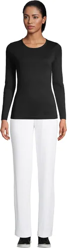 Vista 4 de Lands' End - Camiseta de algodón de manga larga y cuello redondo para mujer