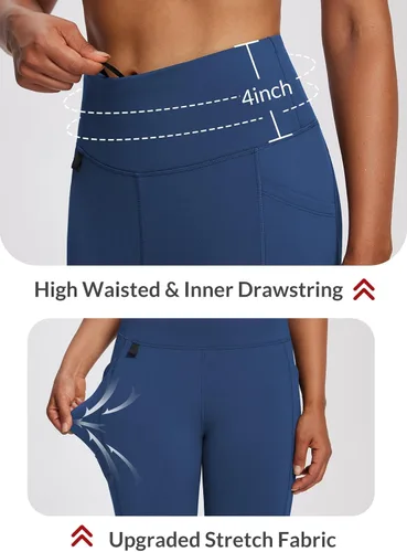 Vista 27 de baleaf Leggings con forro polar para mujer, impermeables, pantalones de senderismo de invierno, mallas térmicas para correr, bolsillos