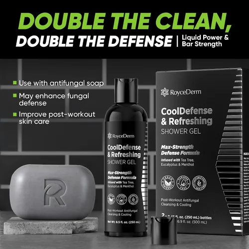 Vista 9 de Roycederm Psoriasis, champú para dermatitis seborreica y gel de ducha refrescante CoolDefense