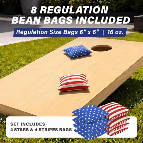 Vista 6 de GoSports 4 ft x 2 ft Regulation Size Wooden Cornhole Boards Set with Natural Wood Stain Finish - Includes Carrying Case