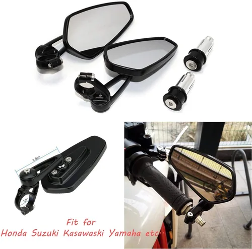 Vista 2 de Espejos negros para motocicleta de 7/8 pulgadas para Yamaha FZ09 FZ07 2015-2017 para Kawasaki Z1000 / Z750 / ER-6F / ER-6N para CB1000R para Suzuki