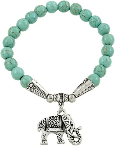 Vista 20 de Falari brazalete de piedras naturales de amuleto de elefante