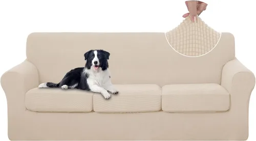 Vista 59 de U-NICE HOME Funda elástica para sofá de 3 piezas, funda de sofá lavable con cojín de asiento individual para sofá de 2 cojines, apta para mascotas