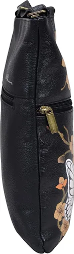 Vista 6 de Anna by Anuschka Women's Hand-Painted Genuine Leather Slim Cross Shoulder Bag