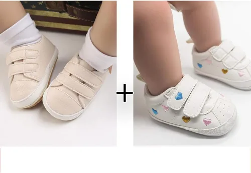 Vista 3 de eitwo 2 pares de zapatos de bebé, para niños y niñas, suela de goma antideslizante, unisex, suaves y ligeros, zapatos de cuna para primeros pasos