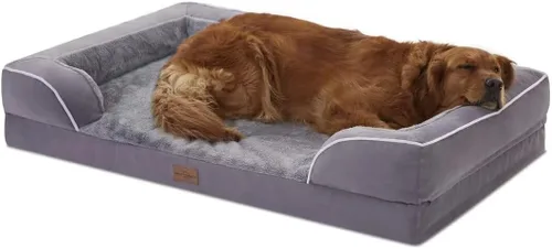 Vista 168 de Comfort Expression - Cama ortopédica para perros medianos, 28 x 19 pulgadas, cama impermeable y de apoyo de espuma con cojines removibles, sofá