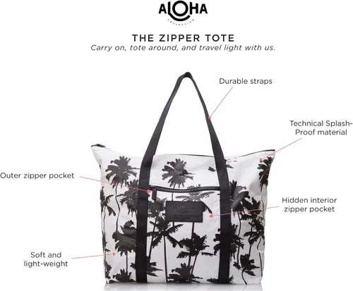 Vista 2 de ALOHA Collection Bolsa de playa plegable a prueba de salpicaduras con cremallera superior. Bolsa de mano lavable para piscina, playa y viajes