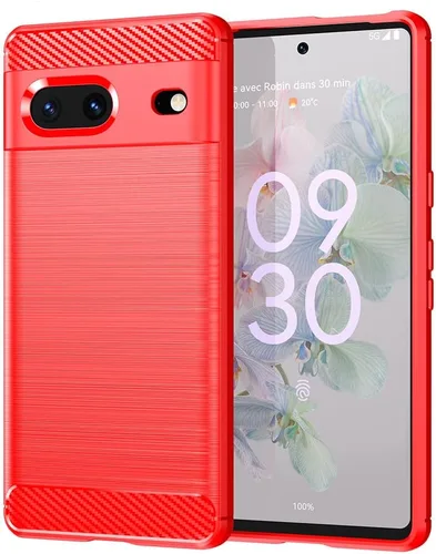 Vista 6 de Funda para Google Pixel 6A, Google Pixel 6A, funda de TPU de fibra de carbono suave de silicona protectora antiarañazos, a prueba de golpes, funda