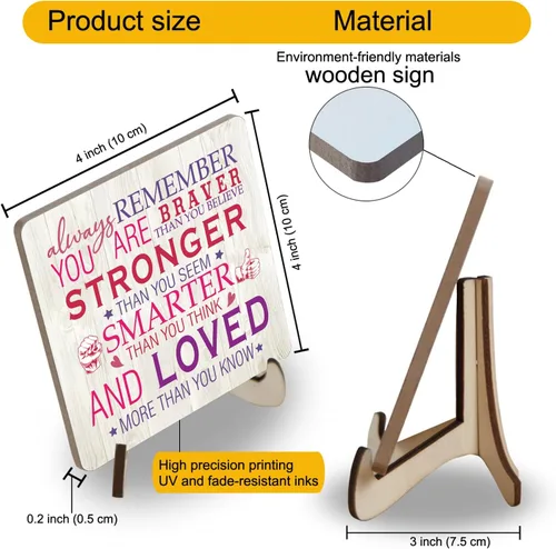 Vista 6 de Letrero de escritorio rosa inspirador para mujer, regalo de aliento para mujeres, regalos de animación, placas de madera, letreros motivacionales