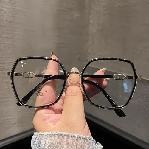 Vista 7 de Gafas grandes con bloqueo de luz azul para mujeres y hombres, elegantes lentes de metal Retr Anti-UV Antifatiga Anti-Blue Eye Glasses
