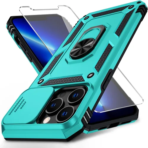 Vista 13 de Vinve para iPhone 13 Pro Max Funda con cubierta deslizante para lente, protector de pantalla HD, protección contra caídas de grado militar, soporte